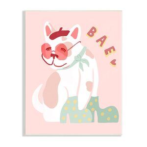 1687 Bae Heart Sentiment Parisian French Bulldog Beret Hat, Design